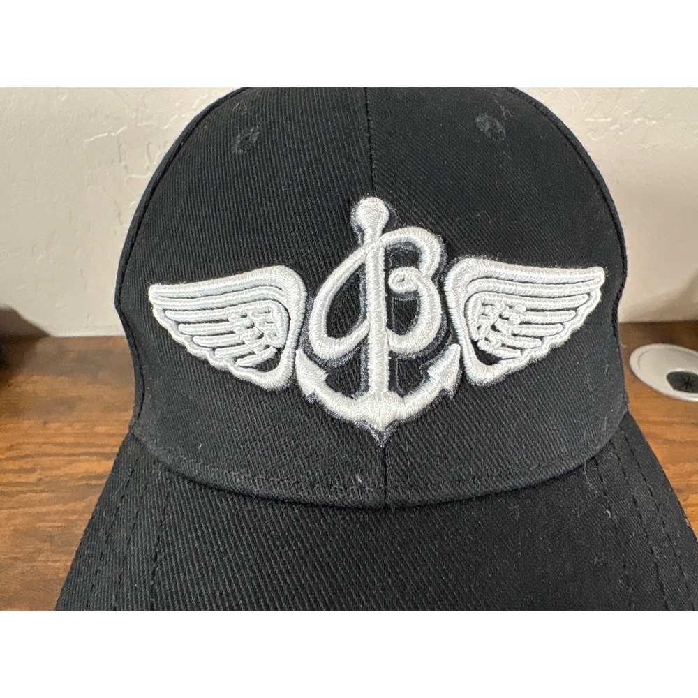 Breitling Black Cotton Baseball Cap Winged Anchor Logo Adjustable Hat Mens‎ OSFA - Picture 2 of 6